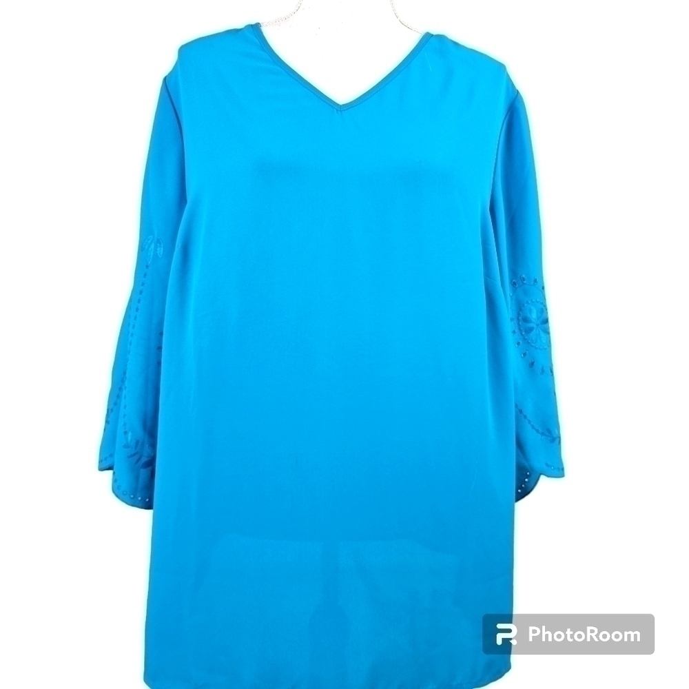 Catherine's Embroidered Cut Out Flowy Spring Georgette Blouse in 1XP NWT